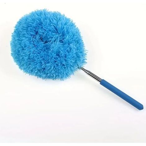 1 balai à poussière rétractable multifonction en microfibre avec poignée en métal pour plafonds à angle élevé, meubles et voitures pour chambres, salles de bains, cuisines et salons, bleu (1/5)