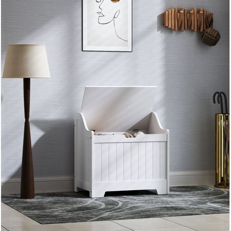Mueble almacenamiento con tapa 61L blanco OKMYHOME (1/5)