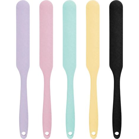 5er Set Silikon Spatel 24cm, schmaler Teigschaber für Küche & Backen, 5 Farben