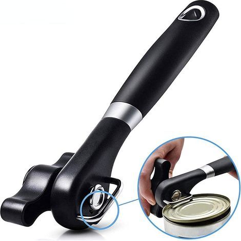 Manual can opener with smooth edges, no sharp edges, soft handles, food-grade stainless steel, professional ergonomic can opener for the kitchen (1/5)