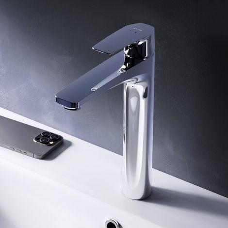 AM.PM Waschtischarmatur Hoch Chrom Wasserhahn Bad Waschbecken Armatur Einhebelmischer Badarmatur Mischbatterie für Badezimmer Aufsatzwaschbecken (1/5)