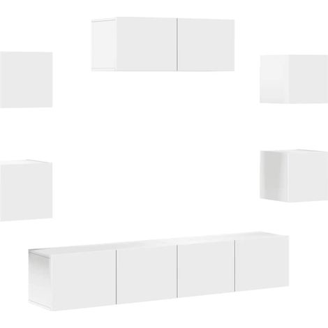 Maison Exclusive - 7-tlg. TV-Schrank-Set Weiß Holzwerkstoff