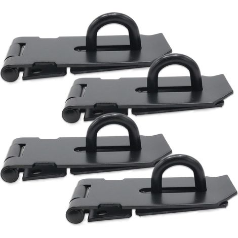 Confezione da 4 lucchetti in acciaio inossidabile resistenti da 7,6 cm (3 pollici), neri, con chiusura di sicurezza e viti, perfetti per porte esterne, capanni, armadi e cassetti. (1/5)