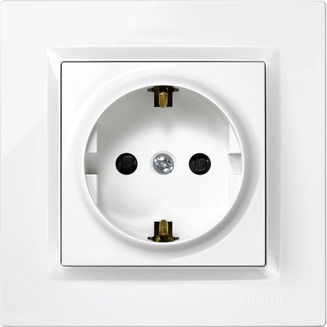 2P+T Typ F weißer Stecker mit SIMON-Rahmen