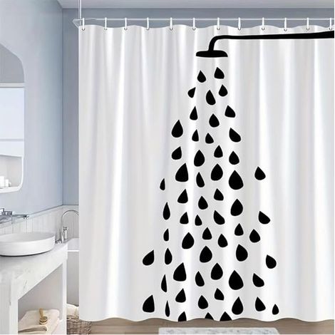 Rideau de douche 150 x 180 cm avec anneaux inclus – Polyester imperméable, facile à installer, finition élégante (1/3)