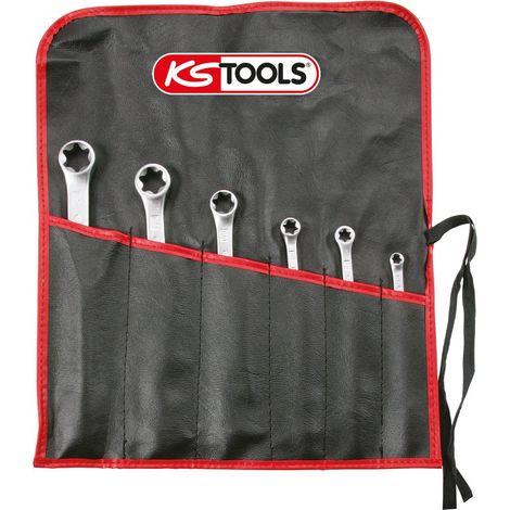 KS Tools 911.0370 Serie di Chiavi a Due Bocche TX Profilo E, 6 Pezzi, E6Xe8-E20Xe24 (1/3)