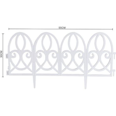 TrAdE Shop Traesio - Recinzione Per Giardino Steccato Bordo Bianco Prato In Polipropilene Dim 30x55cm -