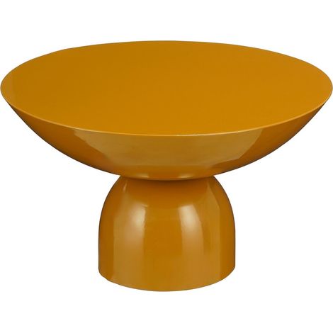 Table d'appoint ronde en fer marron bout de canapé et table basse Ø 47 x H 28 cm - PANGIVO (1/5)