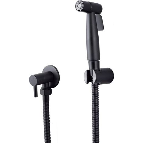 Spruzzatore per bidet in acciaio inossidabile, kit spruzzatore per bidet, spruzzatore per WC per spruzzatore per rubinetto (nero) (1/4)