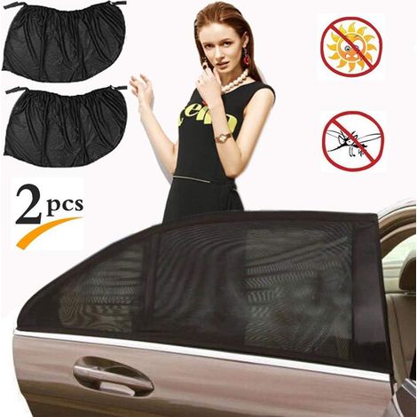 Pare-Soleil Vitres Latérales - Maille Respirante Extensible - Pour Voiture Berline Monospace Hayon - Protection UV Intimité - Lot De 2 (1/5)