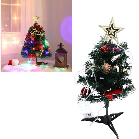 Ensemble sapin de Noël de 50 cm avec lumières (mini sapin de Noël de bureau et décorations de Noël) (1/5)