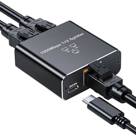 Convertitore di cavo di rete 1 a 2, divisore di rete Gigabit 1 a 2 per connessione simultanea, ripartitore di rete 1 a 2 della marca deng ALOVEZ