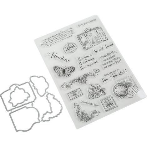 Kit de tampons transparents forme unique, gabarit décoratif, pochoir pour embossage et découpe, set de dies pour loisirs créatifs DIY, scrapbooking et cartes. (1/5)