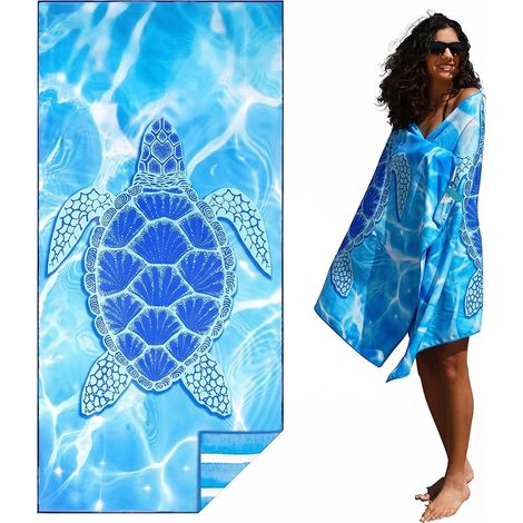Serviette de plage en microfibre extra-large (71 po x 35 po), séchage rapide et anti-sable (1/5)