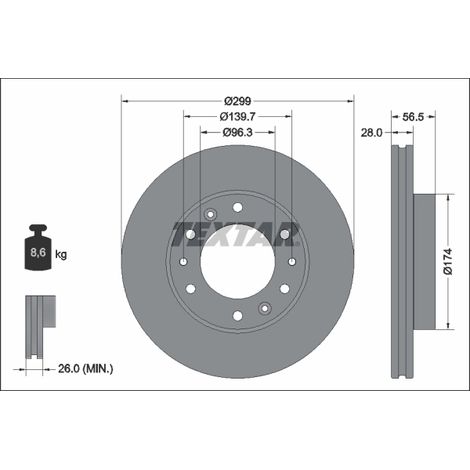 Lot de 2 Disques de frein Textar 92338103 HYUNDAI 5176159000