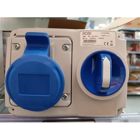 Toma de corriente enclavada con seccionador rosi materiale elettrico serie 14 3p 16a 230v azul - 14.3214b6-i