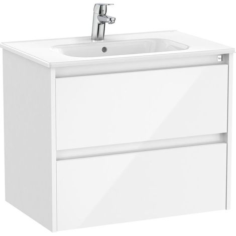 Pack Unik mueble de 2 cajones + lavabo TENET - ROCA Color: Blanco brillo - Medidas: 685x460x565 mm