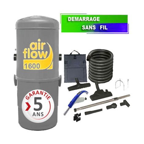Aspirateur central type ALDES, Airflow 1600 (surface jusqu’à 300 m²) + set accessoires - Garantie 5 ans