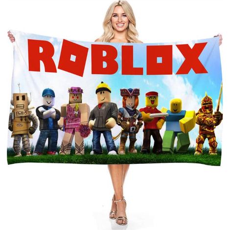 Filiyano-Serviette de bain Roblox pour enfants et adultes, serviette de plage, serviette de piscine en microfibre, 70 x 150 cm, cadeau A A-FF- A (1/2)
