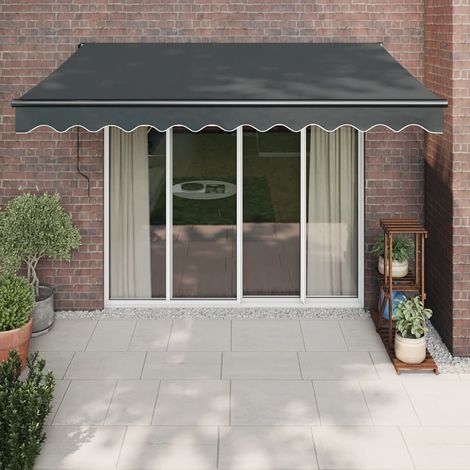 Auvent rétractable, Store Banne, Marquise Brise-soleil anthracite 3x2,5 m tissu et aluminium LKOWF92458 (1/5)