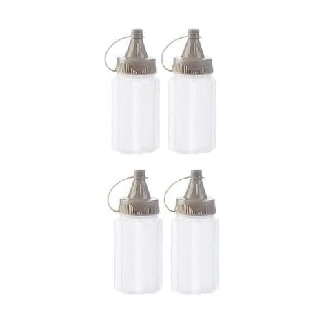 Set di 4 bottiglie - salse - contenitori a prova di perdite - condimenti per insalata - piccole bottiglie a pressione - dispenser per spezie - ketchup - salsa piccante - pranzo (1/3)