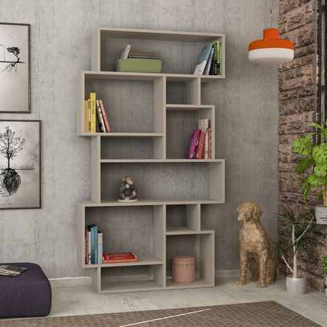 Decortie Karmato Modern Bookcase Display Unit  Tall 168.5cm - Mocha Grey