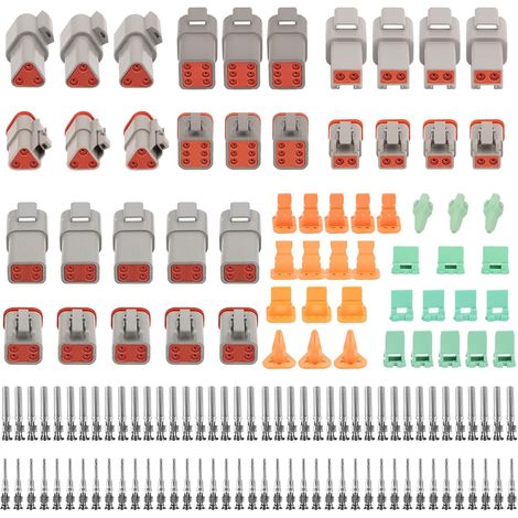 Connecteur Automobile, Sets Ensembles 140PCS Connecteur Imperméable DT à 2/3/4/6/ Pin avec boîte, Auto Terminal Connecteur de Fil de Voiture Électrique Étanche pour Moto Camion Bateaux (1/5)
