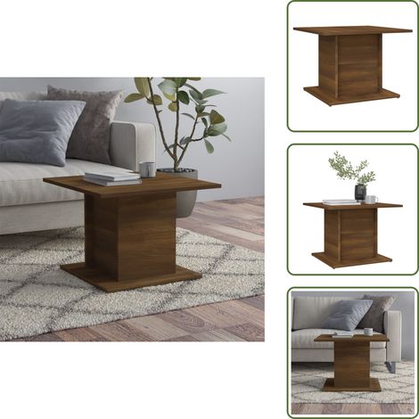 Table basse chêne marron 55,5x55,5x40 cm bois d'ingénierie - Table Basse - Meuble Salon - Table D'appoint - Table Ronde - Bois D'ingénierie (1/5)