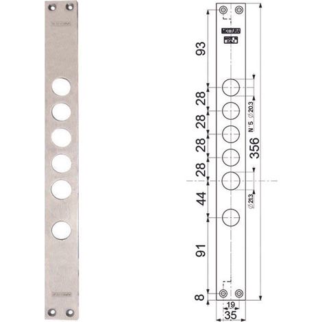 CONTROPIASTRE PER SERRATURE PORTE BLINDATE 94275  interasse mm.28, mm.35x356x3 (942750028)    MOTTURA