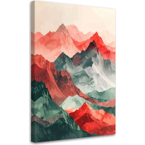 Tableaux, Vue sur les montagnes Pastel abstrait vert rouge,30x45 (1/4)