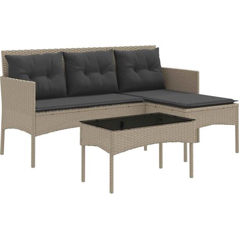 Conjunto de sofás de jardín con cojín 2 pcs ratán sintético vidaXL