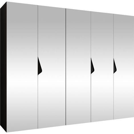 Armario Hartford 631, Negro, 202x250x52cm, Puertas de armario: Con bisagras, Número de estantes: 0 (1/5)