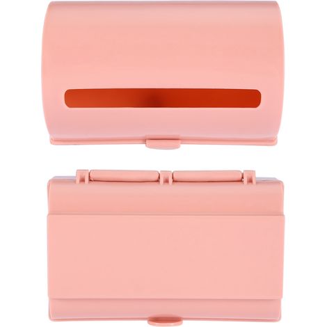 Selbstklebende Wandhalterung für Müllbeutel, Aufbewahrungsbox, Organizer, rosa (1/5)
