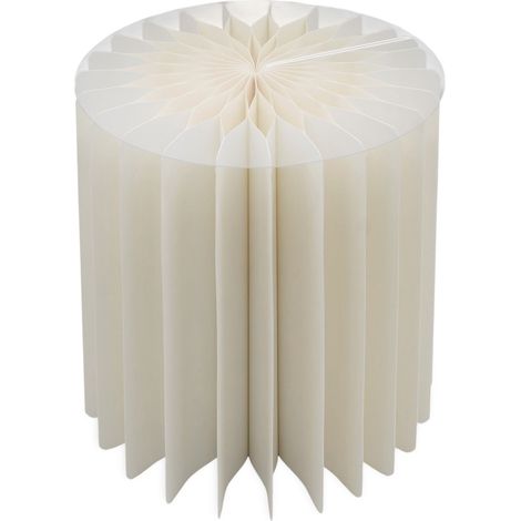 Design Beistellstisch aus Kraftpapier in weiß - 40 x 40 cm - Papiertisch faltbar mit Kunststoff Tischplatte