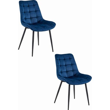 Sedia BERA - velluto blu navy / gambe nere x 2 (1/5)