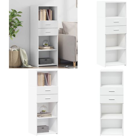 Buffet haut blanc 45x42,5x124 cm bois d'ingénierie - Buffet - Meuble De Rangement - Commode - Design Intemporel - Mobilier Blanc - Home & Living (1/5)