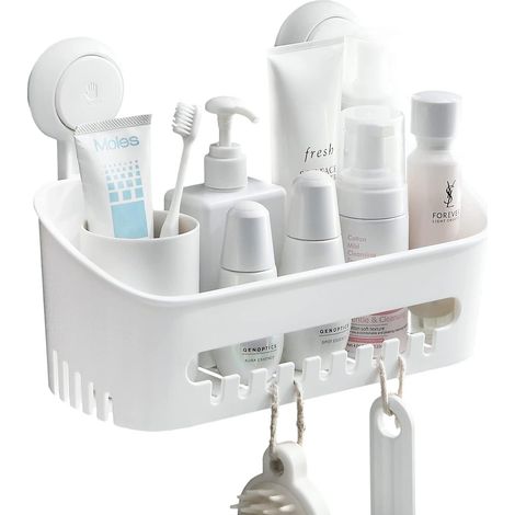Serviteur de Douche Ventouse sans Perçage Réutilisable Etagère Ventouse Simple d'Installation Impérable Rangement Douche pour Carrelage Paroi de la Douche Salle (1/5)
