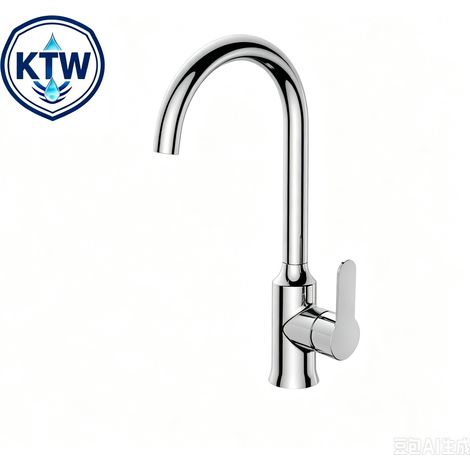 DUSCHPARADIES Küchenarmatur 360°Schwenkbar Zink-Kupfer KTW-geprüft Hochbogen Spültischarmatur Wasserhahn Chrom (1/5)