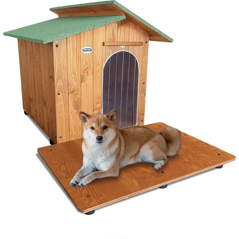 Cuccia in Legno per Cani da Esterno "Rinforzata" Tendina OMAGGIO mod. Alpi con Davanzale MADE IN ITALY D - Pastore 100x156x95 Tendina OMAGGIO (1/5)
