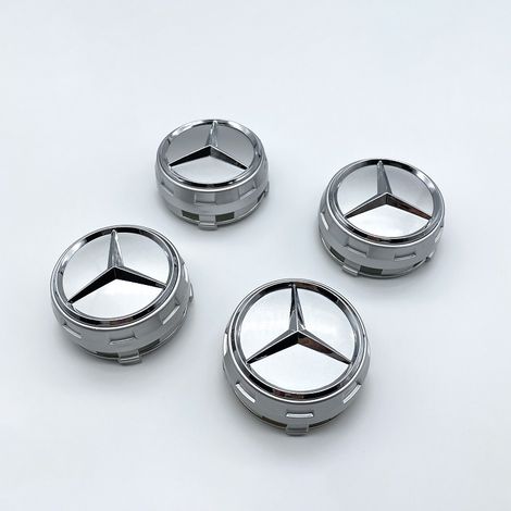 4 caches-moyeux pour jantes en alliage, caches de roues Mercedes-Benz, argent, 75 mm