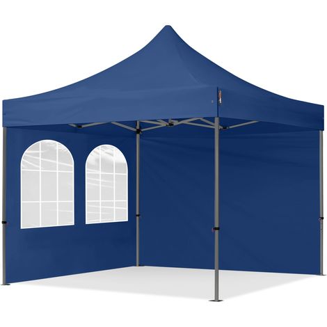 3x3m gazebo pieghevole con laterali (finestre), PREMIUM acciaio, blu scuro (1/5)