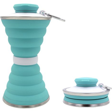 Gobelet Pliable - En Silicone Alimentaire - Résistant À La Chaleur Et Au Froid - Étanche - Avec Mousqueton - 500 ml (1/5)