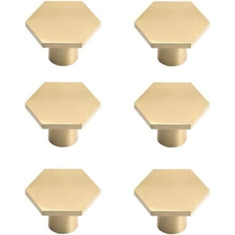 Set di 6 maniglie in ottone per mobili, maniglie per mobili placcate in oro, maniglie esagonali a foro singolo per cucina, ufficio, armadi e cassettiere.