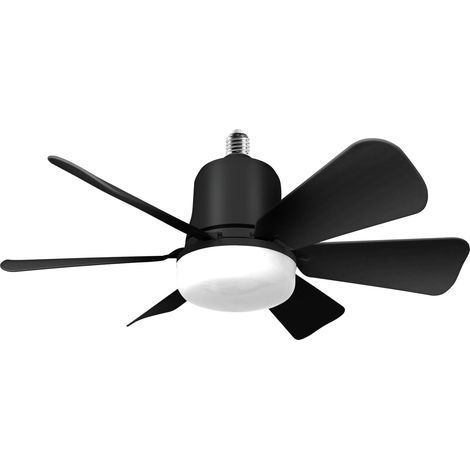 Schwarzer Deckenventilator mit 6 Flügeln, 30-W-E27-Glühbirne, 3-stufigem Dimmerschalter, Energieklasse A, für Wohnzimmer oder Schlafzimmer (1/5)
