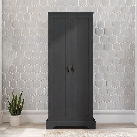 Meuble de salle de bain à poser au sol noir en MDF 56 x 40 x 170 (1/5)