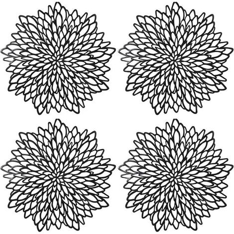 4 runde, dekorative PVC-Tischsets, rutschfeste Isolierunterlage im Set