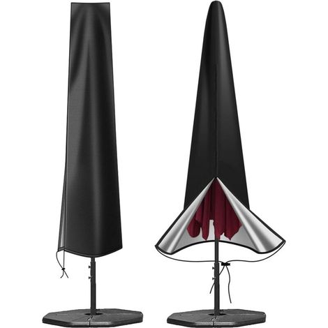 Housse de Parasol Protection - Imperméable Housses pour Parasols de Jardin Robuste - Anti-UV Bache Parasol Droit avec Fermeture Éclair Patio Protege pour Parasol de 200 à 300 cm (1/4)