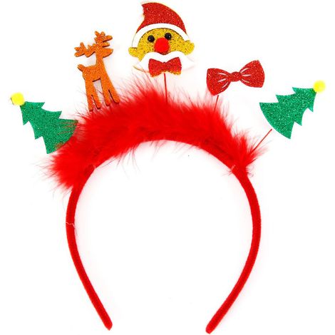 (Bonhomme de Noël avec nœud rouge) 1 serre-tête de Noël pour enfants, bois de renne, décoration de Noël, décorations de fête pour adultes (1/2)