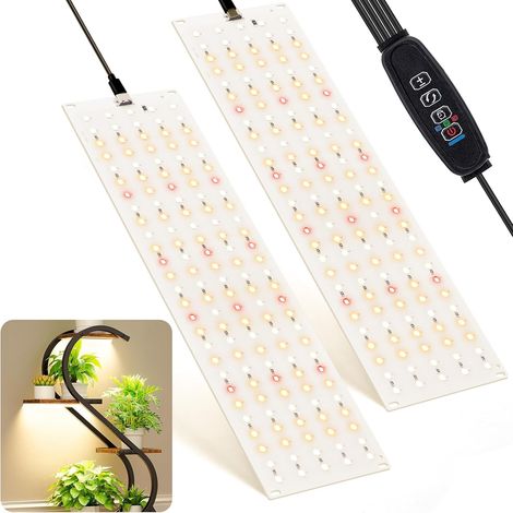 Lampe Plante Interieur, 135 LEDs x 2 Pièces, Favorise la Croissance des Plantes, Lampe Plante avec Minuterie, 10 Niveaux de Luminosité
