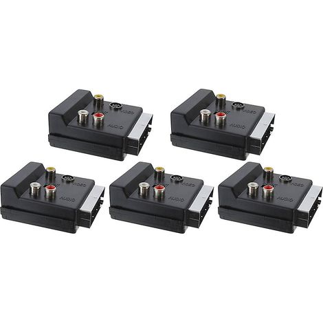 Adaptateur audio-vidéo TV AV : prise SCART mâle 21 broches vers 3 prises RCA femelles (lot de 5) (1/5)